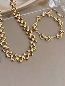 Unique Minimalist Round Ball Chain Necklace Sets For Women Golded Chain Bracelets Stainless Steel Chain For Daily Party Valentine Wedding Music Festival Christmas Mother Day Jewelry Gifts - Multicolor - View 10
