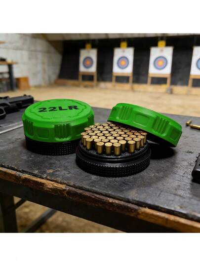 1pc Mini Storage Box (Suitable For .22LR Caliber ) - Compact Durable Ammo Box With Screw Cap, Pocket-Sized