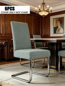 4/6pcs Chair Cover Stretch Brushed Jacquard Medium-Back Chair Set Home & Hotel Conference Chair Covers - Multicolor - View 22