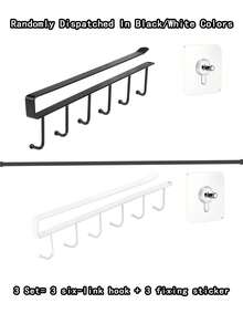 6钩咖啡杯马克杯架黑白挂钩置物架多功能厨房橱柜杂物收纳架 - A - 查看 17