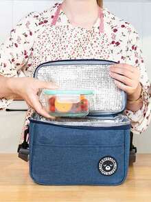 Capacity Hand-Held With Shoulder Strap Insulated Bag, Lunch Box Bag, Student Thickened Waterproof Lunch Bag - Multicolor - View 2