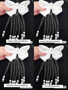 1 Pc 8 Inch With Colorful Beads, Loose Curly Style, Heat-Resistant Synthetic Fiber, Wig End For Daily & Party Wear - Natural Black - View 9