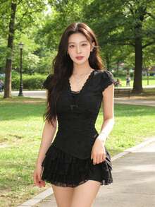 Women Short Dresses - Black - View 4