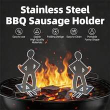 1 Pc Creative Standing Sausage Grill Rack , Stainless Steel Holder Sausage Grill, Spoof Bratwurst Holder Grill, Outdoor Camping Cooking Accessories, Grill Accessories, Marshmallows Grill - Default - View 5