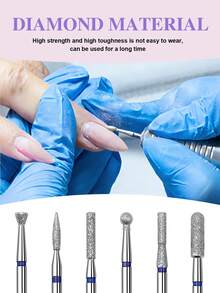 6pcs/Set Nail Drill Bits Diamond Milling Cutter For Manicure 3/32" Burr Electric Cuticle Clean Nail File Cuticle Remover Tool Nails Supplies - Silver - View 2