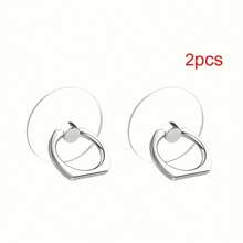 360°旋转亚克力透明指环手机支架，PC材质，背面带粘胶，多角度支架，晶莹剔透设计，方便手机操作和观看。 - 彩色 - 查看 1