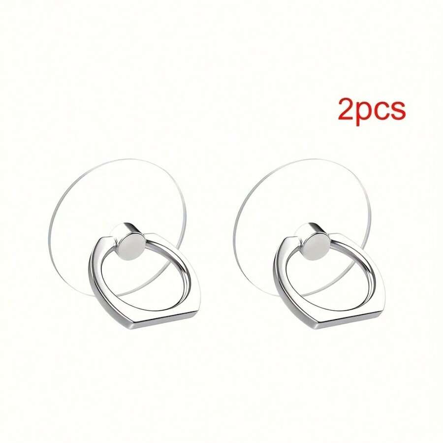 360°旋转亚克力透明指环手机支架，PC材质，背面带粘胶，多角度支架，晶莹剔透设计，方便手机操作和观看。 - 彩色 - 查看 1