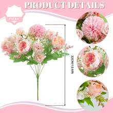 1/3 quả cầu hoa mẫu đơn nhân tạo thêu, hoa hỗn hợp, vải lụa, nụ hồng, thích hợp cho tiệc sinh nhật, họp mặt, trang trí, bó hoa cưới, trang trí nhà cửa, nhà hàng, phòng ngủ, bệ cửa sổ, trang trí bình hoa, quà tặng ngày Valentine, trang trí năm mới, sân vườn ngoài trời, mùa tựu trường. - Hồng - Xem 3