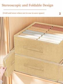 1pc Deep Grey Fabric Wardrobe Drawer Storage Box, Clothing & Pants Organizer Bin, Suitable For Storing And Organizing Underwear, Pants, Ties, Layered Drawer Organizer - Dark Grey - View 2