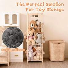Stuffed Animal Storage Rack, Solid Pine Wood Stuffed Toy Organizer, Large-Capacity Elastic Cord Animal-Shaped Plush Toy Storage Rack, Space-Saving Toy Storage Essential, Suitable For Playrooms, Bedrooms, Living Rooms And Corners - Nhiều màu - Xem 7