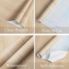 1 Cuộn Giấy Dán Tường Tự Dính Có Thể Tháo Rời, Vân Gỗ, Kích Thước 17.7inX39.3/118.1/196.8/393in, Giấy Dán Tường Vinyl Màu Be, Thích Hợp Cho Mặt Bàn Phòng Ngủ và Phòng Khách, Kệ Tủ và Lót Ngăn Kéo. - Be - Xem 8