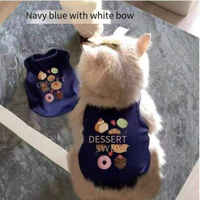 A Thin Ice Silk Vest For Cats In Summer Can Prevent Hair Loss. Kitten Clothes Are Breathable, Cool And Lovely. Kitten Pet Cat Clothing.