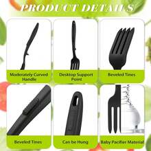 Forchetta flessibile in silicone resistente al calore, grande forchetta da cucina antiaderente, utensile versatile per mescolare gli ingredienti, schiacciare il cibo, sbattere le uova, cuocere - Blu scuro - Visualizzare 3