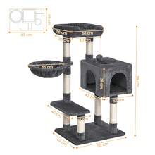 DOGAT Árbol para gatos de 100 cm con postes de arañar de sisal, una hamaca cómoda, una percha-cama superior desmontable y una pelota de juguete reemplazable para gatitos y gatos adultos. - Gris Oscuro - Ver 11