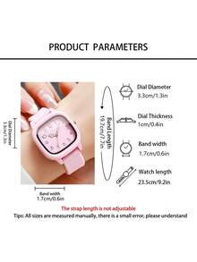 1 chiếc đồng hồ nữ hình vuông Sweet Macaron bằng silicon, có tông màu hồng hoa anh đào dịu nhẹ, phong cách trẻ trung và năng động. - Hồng - Xem 4