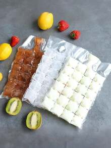 Molde de cubitos de hielo desechable de 24 rejillas, bolsa de hielo autosellante para hacer hielo, bandeja de cubitos de hielo de plástico para cócteles y DIY - Multicolor - Ver 3