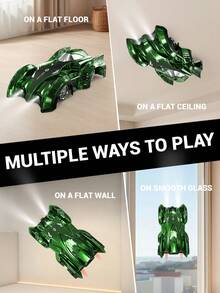 1辆遥控玩具车，遥控爬墙特技车，漂移车，玻璃墙行走车，适合3-12岁男孩女孩的生日/节日礼物 - 綠色 - 查看 3