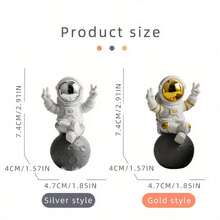 1 Stück moderne Astronauten Figur - Weltraum-Themen Tischdekoration, mit goldenem Helm und Marmoruntergrund, geeignet für Zuhause oder Büro, einzigartiges Geburtstagsgeschenk, Weltraum-Themen Raumdekoration für Weihnachten, Halloween und Herbst - Verschiedenfarbig - Übersicht 6
