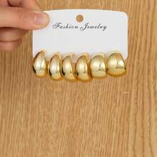 6-18件套时尚金属质感C形、花朵形、螺丝形耳环，适合女性日常、节日、派对佩戴，轻盈的CCB材质，女士时尚耳环套装 - 彩色 - 查看 6