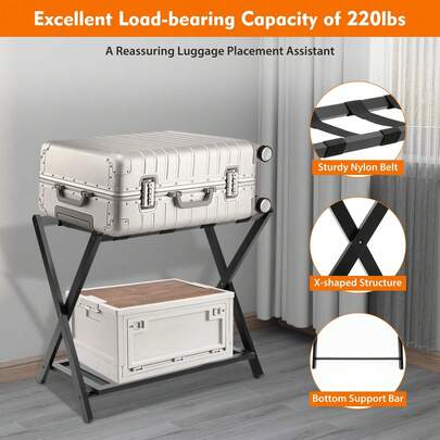 SanBouSi Luggage Rack Luggage Holder Foldable Suitcase Stand 2-Tiers