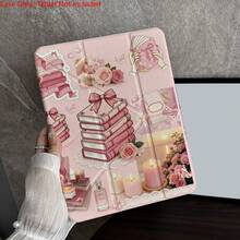 1 Piece Pink Book & Rose Scrapbook Protective Tablet Case Folio Table Case With Pen Holder Compatible With IPad 10.9/10.2/ Air 5th Gen/Pro11/10th/9.7/Air 2/ (7th Gen)/ (8th Gen)/ Air 4/5/ Pro 11/ 10th Generation 10.9-Inch 2022 Smart Case/ Air 13(M3 2025)/ Air 11(M3 2025)/ Air 11(M3 2025)/ 11(A16 2025)/Compatible With Galaxy Tab S10+/S9/A9,Compatible With Xiaomi5/5PR/6/6PRO/7/7PRO - Multicolor - View 1