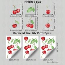 BRUP 3/4张可爱樱桃图案墙贴，可移除即撕即贴，适用于儿童房装饰，简约风格，易于移除 - 彩色 - 查看 4