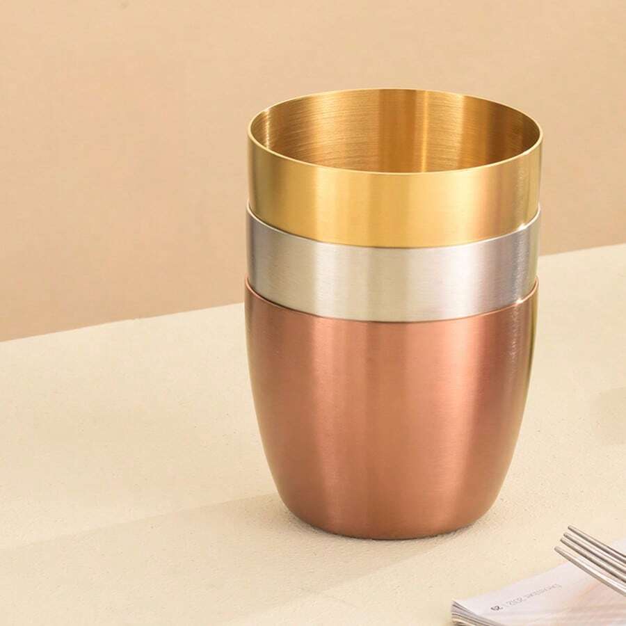 1 cană din oțel inoxidabil 304, capacitate 280 ml, cană mică pentru apă, cană pentru cafea cu gheață, cană pentru smoothie, cană pentru fructe, cană pentru suc, cană reutilizabilă pentru băuturi, băutură de vară, cană portabilă pentru suc și băuturi, capacitate mare, pentru călătorii în aer liber, cadou de petrecere la birou acasă, cadou de sărbători pentru petrecere de ziua de naștere, cadou de Crăciun, potrivită pentru utilizare vara și iarna. - Multicolor - Vizualizare 1