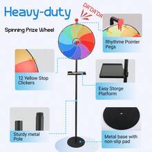 16 Inch Color Prize Wheel, 10 Slots Roulette Spinning Game Wheel With Height Adjustable Metal Stand, Dry Erase Marker And Eraser, Tabletop Roulette Spinner Of Fortune For Party Carnival Trade Show - A - View 3