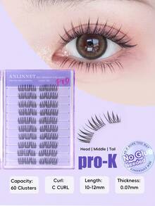 60pcs/Set C-Curl Soft Anime Style DIY Segmented Faux Eyelashes, Comes With Eyelash Tools, 3D Fluffy Natural Look False Eyelashes - View 4
