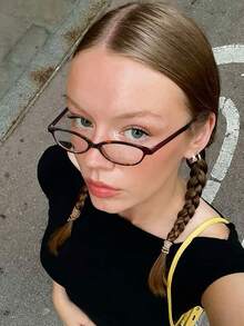 1 PC Women's Retro Thin Frame Oval Glasses Frame Lightweight Polycarbonate Frame Transparent Lenses Suitable For Home Office With Glasses Box - Multicolor - View 14