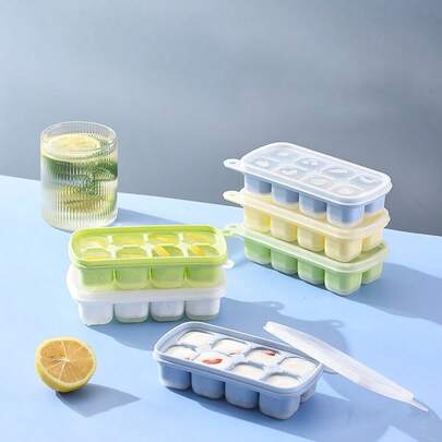 1pc Set Of 8 Mini Adorable Mesh Ice Tray Molds, Ice Ball Molds, Compact Ice Maker, Kitchen Accessories, Stackable Ice Trays With Lids For Freezers, Cocktails, Whiskey, Kitchen Essentials, Apartment Must-Haves