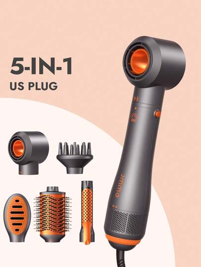 五合一熱風梳，集吹風梳和空氣捲髮造型器於一體，採用負離子技術，可用於吹乾、捲髮、拉直和造型，是送給女性的節日禮物 - 美規插頭