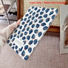 1个蓝色草莓图案3+Y可折叠多角度磁吸支架平板电脑保护套，带笔槽和自动休眠/唤醒功能，适用于iPad Pro/Air、iPad 5/6/7。 - 彩色 - 查看 6