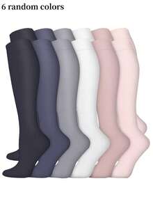 1/3/6双装男士压缩袜，可爱图案透气中筒袜，适合跑步、健身、跳绳、健身房运动 - 彩色 - 查看 8