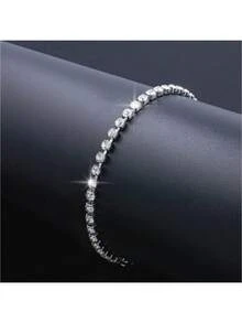 925 Silver Tennis Chain Bracelet, Inlaid With Full Zirconia, Minimalist Elegant Women's Bracelet, Suitable For Parties, Vacations, Daily Wear, And Holiday Gifts - Silver - View 11