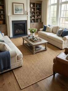 1 pieza Alfombra de área de imitación de yute, alfombra de sala de estar, alfombra, alfombra de área de sala de estar, alfombra de área pequeña, tapete, decoración del hogar, alfombra grande de sala de estar, alfombra redonda, decoración del hogar de la sala de estar, decoración de la habitación, alfombra lavable - Multicolor - Ver 7