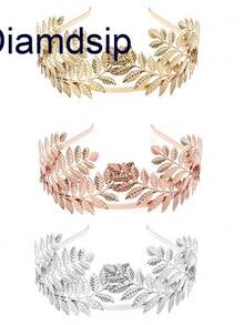 Diamd Grego Deusa Coroa Nupcial Gold Leaf Headband Festa De Casamento Halloween Cabeça Barroca Cabelo Acessórios - Visão 1