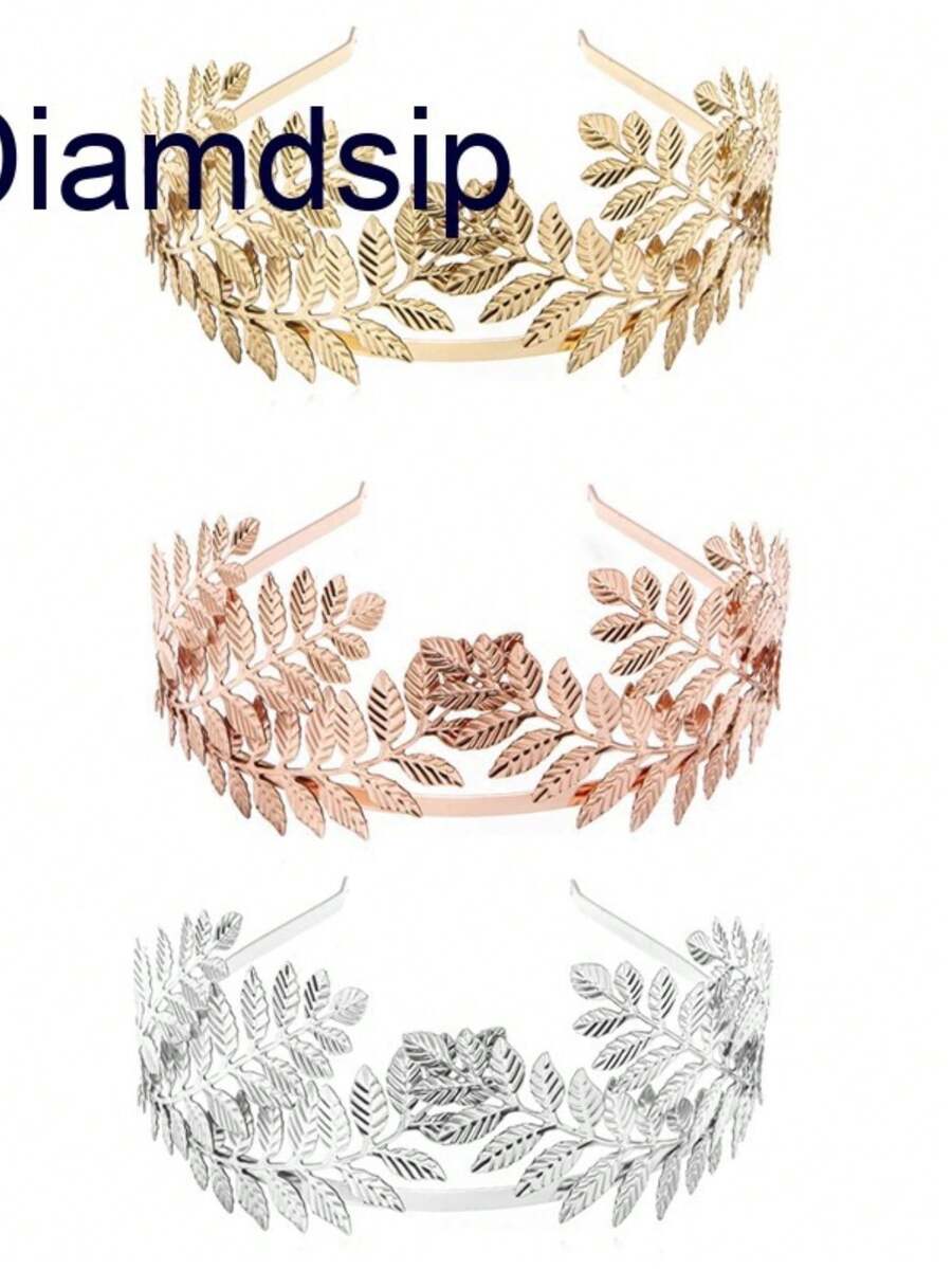 Diamd Grego Deusa Coroa Nupcial Gold Leaf Headband Festa De Casamento Halloween Cabeça Barroca Cabelo Acessórios - Visão 1