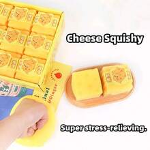 Cute Cartoon Simulation Food Toy Cheese Cube Cake, Slow Rebound Plasticity Squeeze Toy, Super Soft Mud Texture Stress Relief Small Toy - Multicolor - View 5