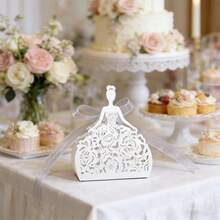10pcs Gift Box, Princess Chocolate Wedding Candy Box, Exquisite Hollow Paper Gift Box, Packaging Box, Chocolate Packaging Box, Party Favor, Birthday Decor, Wedding Decor, Party Supplies - Multicolor - View 2