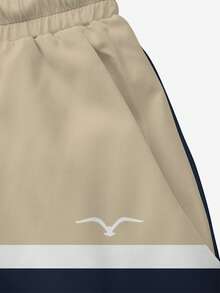 Men's Quick-Dry Mesh-Lined Swimming Shorts With Contrast Color, Drawstring Waist, Side Pockets And Seagull Print - Multicolor - View 7