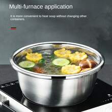 [1-3 piezas] Tazones de mezcla grandes de acero inoxidable, adecuados para huevos, frutas, verduras, ensaladas - perfectos para contener, preparar alimentos, esenciales para la cocina del hogar - Plateado - Ver 6