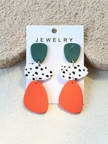 1 Pair Women's Spotted Print Ceramic Texture INS Design Colorful Elegant Acrylic Long Earrings - Multicolor - View 9