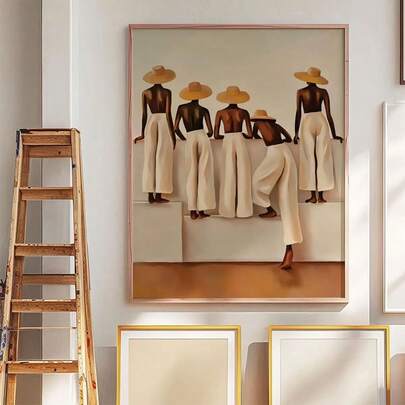 1 pieza Pintura en lienzo de silueta femenina en beige | Póster de lienzo bohemio unisex minimalista - Decoraciones de moda minimalistas modernas, adecuadas para la decoración del dormitorio y la sala de estar, regalo de inauguración de la casa, lienzo, decoración de pared, regalo, sin marco