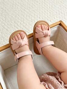 Neugeborene Säuglings Mädchen Jungen Sommer Sandalen Outdoor-Leisure Strandschuhe mit Blumen Schleife rutschfeste Sohle Kleinkind Laufschuhe - Pink - Übersicht 11