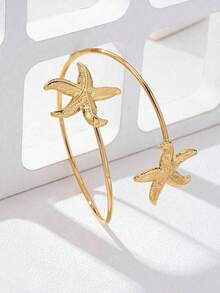 1pc Fashionable Gold Starfish Bracelet: Stackable Design, Tarnish-Resistant, Waterproof, Hypoallergenic Jewelry Masterpiece. Simple And Elegant Design, Bracelet - Multicolor - View 5