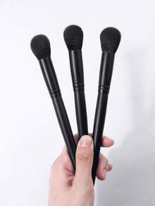 3pcs Blush Brushes, Soft Fiber Hair Portable Travel Makeup Brushes, Foundation Brush, Concealer Brush, Powder Brush, Contour Brush, Highlighter Brush, Blush Makeup Tools - Black - View 6