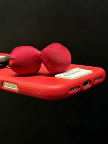 3D Bow-Knot Cherry Faux Leather Texture Phone Case Compatible With Iphone 17 Pro Max, 17 Pro, Cute Cherry Faux Leather Design - Red - View 11