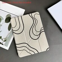 1件装抽象线条艺术保护套平板电脑保护套，带笔槽、多角度支架，兼容iPad 10.9/10.2/Air 第五代/Pro 11/10代/9.7/Air 2/7/8代/Air 4/5/Air 13/11(M3 2025)/11(A16 2025) - 彩色 - 查看 2