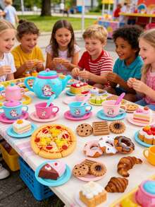 25pcs Girls Afternoon Tea Party Playset, Including Realistic Desserts, Cakes, Coffee & Tea Sets, Gift For Girls - Unicorn Afternoon Tea - View 4